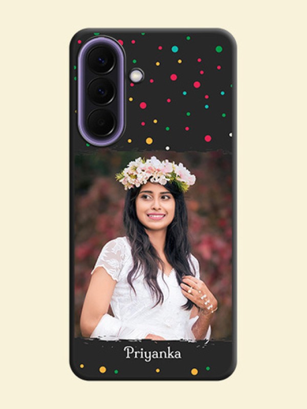 Multicolor Dotted Pattern with Text On Space Black Custom Soft Matte Mobile Back Cover - Samsung Galaxy A57 5G