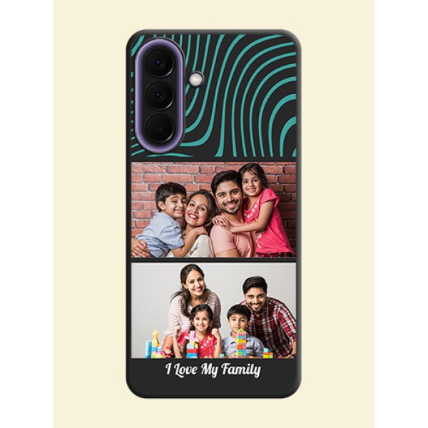 Wave Pattern with 2 Image Holder On Space Black Custom Soft Matte Mobile Back Cover - Samsung Galaxy A57 5G Wave Pattern with 2 Image Holder On Space Black Custom Soft Matte Mobile Back Cover - Samsung Galaxy A57 5G