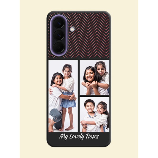 Wave Pattern with 3 Image Holder On Space Black Custom Soft Matte Mobile Back Cover - Samsung Galaxy A57 5G