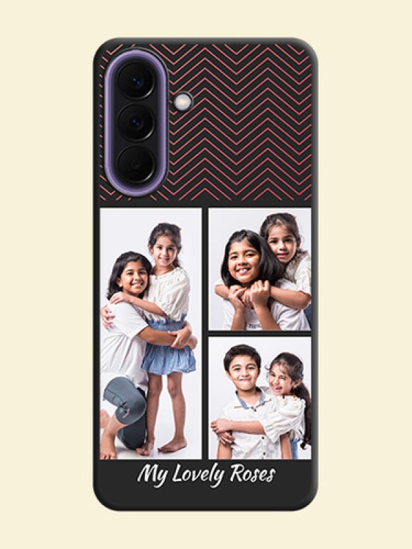 Wave Pattern with 3 Image Holder On Space Black Custom Soft Matte Mobile Back Cover - Samsung Galaxy A57 5G