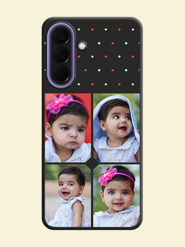 Multicolor Dotted Pattern with 4 Image Holder On Space Black Custom Soft Matte Mobile Back Cover - Samsung Galaxy A57 5G