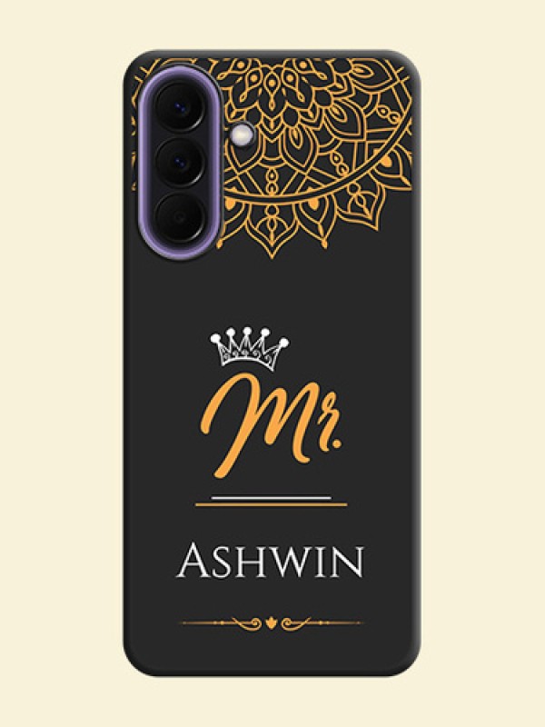 Mr Name with Floral Design On Space Black Custom Soft Matte Mobile Back Cover - Samsung Galaxy A57 5G