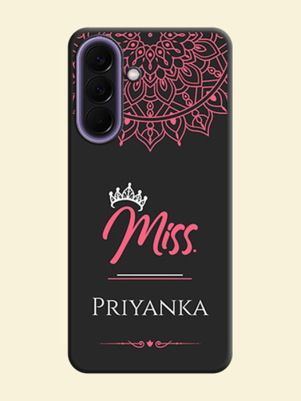 Mrs Name with Floral Design On Space Black Custom Soft Matte Mobile Back Cover - Samsung Galaxy A57 5G
