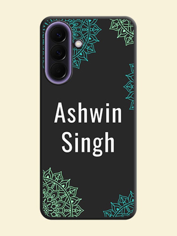 Your Name with Floral Design On Space Black Custom Soft Matte Mobile Back Cover - Samsung Galaxy A57 5G