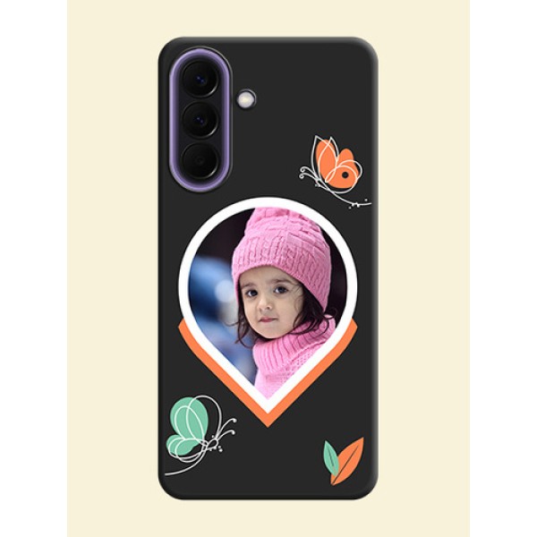 Upload Pic With Simple Butterly Design On Space Black Custom Soft Matte Mobile Back Cover - Samsung Galaxy A57 5G Upload Pic With Simple Butterly Design On Space Black Custom Soft Matte Mobile Back Cover - Samsung Galaxy A57 5G