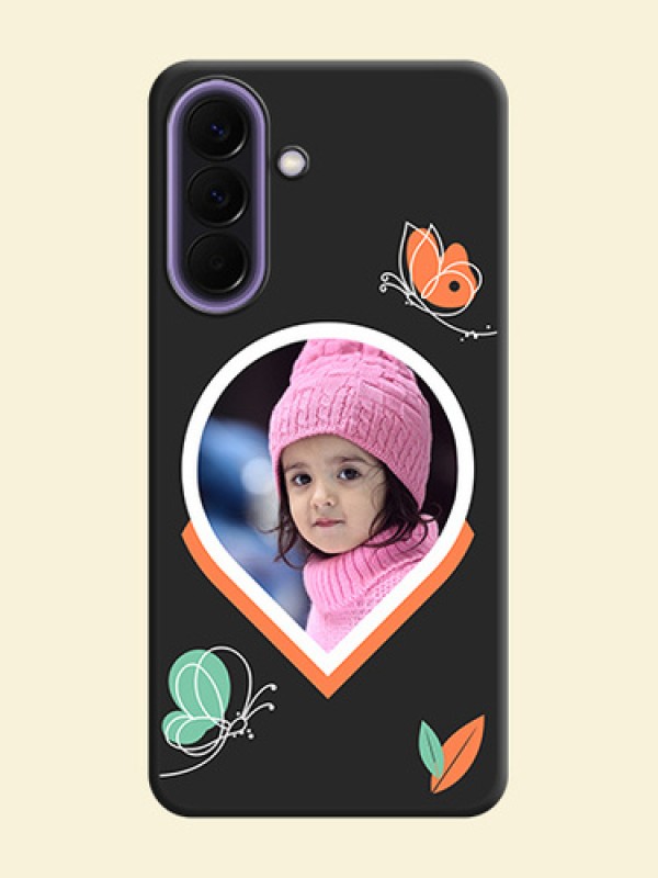 Upload Pic With Simple Butterly Design On Space Black Custom Soft Matte Mobile Back Cover - Samsung Galaxy A57 5G