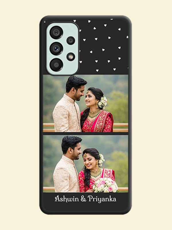 Miniature Love Symbols with Name on Space Black Custom Soft Matte Back Cover - Galaxy A73 5G