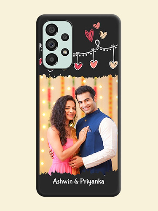 Pink Love Hangings with Name on Space Black Custom Soft Matte Phone Cases - Galaxy A73 5G