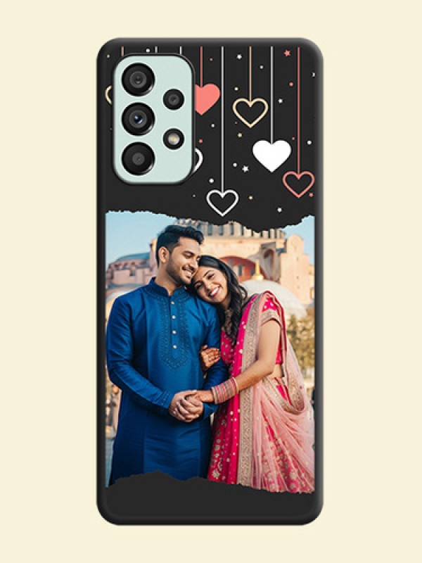 Love Hangings with Splash Wave Picture on Space Black Custom Soft Matte Phone Back Cover - Galaxy A73 5G