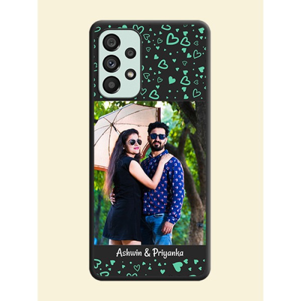 Sea Green Indefinite Love Pattern on Photo on Space Black Soft Matte Mobile Cover - Galaxy A73 5G Sea Green Indefinite Love Pattern on Photo on Space Black Soft Matte Mobile Cover - Galaxy A73 5G