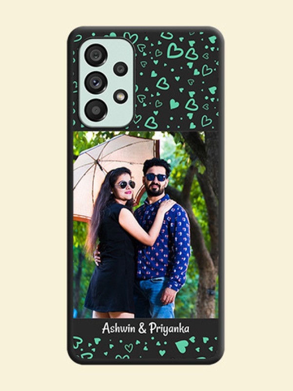 Sea Green Indefinite Love Pattern on Photo on Space Black Soft Matte Mobile Cover - Galaxy A73 5G
