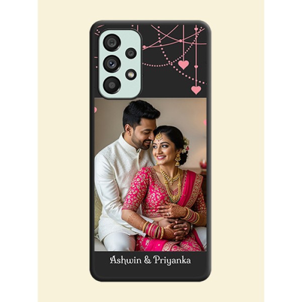 Pink Love Hangings with Text on Space Black Custom Soft Matte Back Cover - Galaxy A73 5G Pink Love Hangings with Text on Space Black Custom Soft Matte Back Cover - Galaxy A73 5G