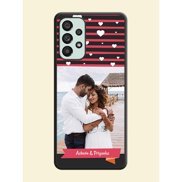 White Color Love Symbols with Pink Lines Pattern on Space Black Custom Soft Matte Phone Cases - Galaxy A73 5G White Color Love Symbols with Pink Lines Pattern on Space Black Custom Soft Matte Phone Cases - Galaxy A73 5G