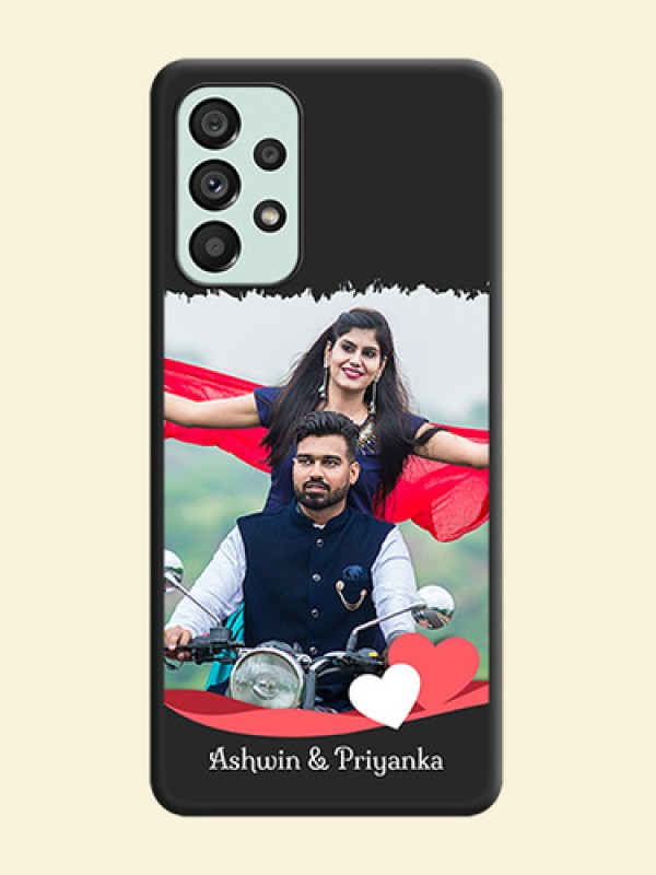 Pin Color Love Shaped Ribbon Design with Text on Space Black Custom Soft Matte Phone Back Cover - Galaxy A73 5G