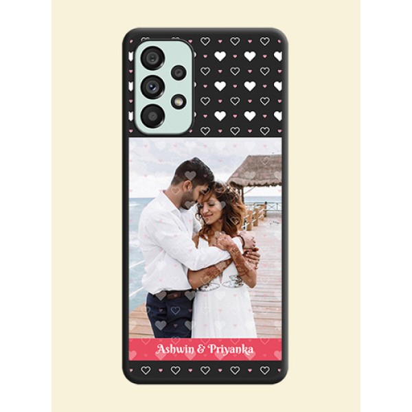 White Color Love Symbols with Text Design on Photo on Space Black Soft Matte Phone Cover - Galaxy A73 5G White Color Love Symbols with Text Design on Photo on Space Black Soft Matte Phone Cover - Galaxy A73 5G