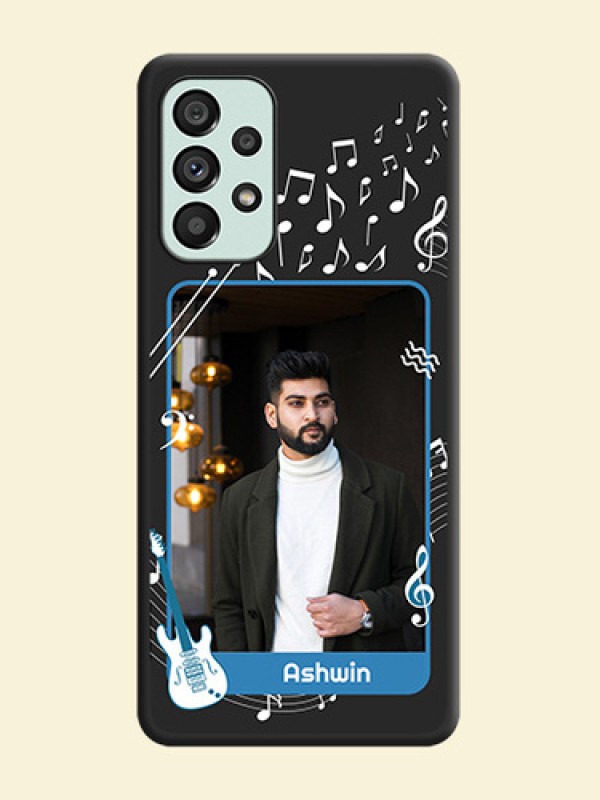 Musical Theme Design with Text on Photo on Space Black Soft Matte Mobile Case - Galaxy A73 5G