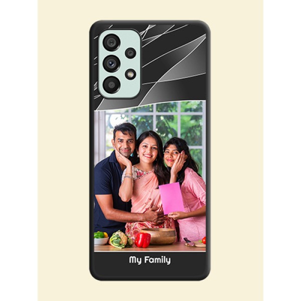 Mixed Wave Lines on Photo on Space Black Soft Matte Mobile Cover - Galaxy A73 5G Mixed Wave Lines on Photo on Space Black Soft Matte Mobile Cover - Galaxy A73 5G