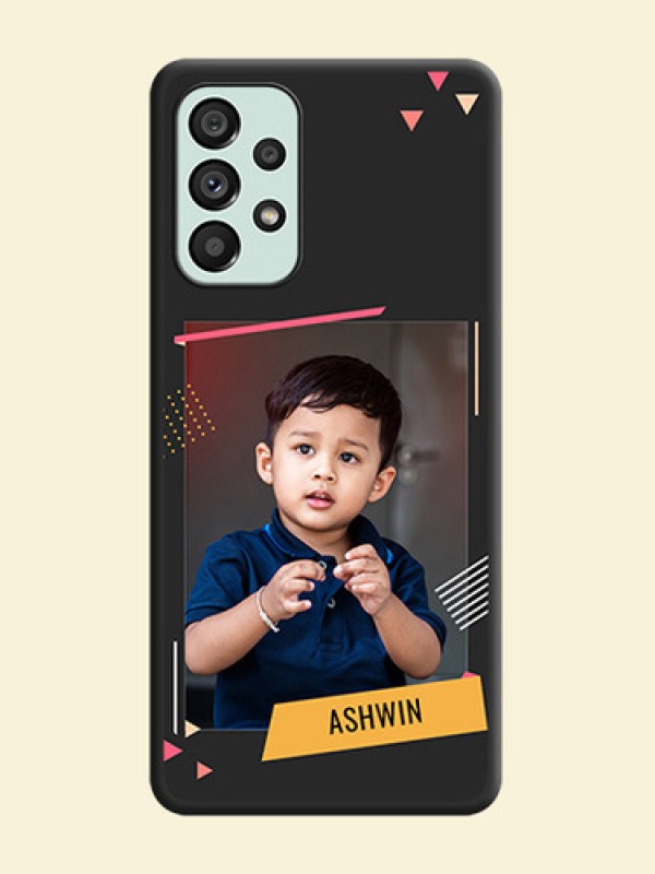 Photo Frame with Triangle Small Dots on Photo on Space Black Soft Matte Back Cover - Galaxy A73 5G