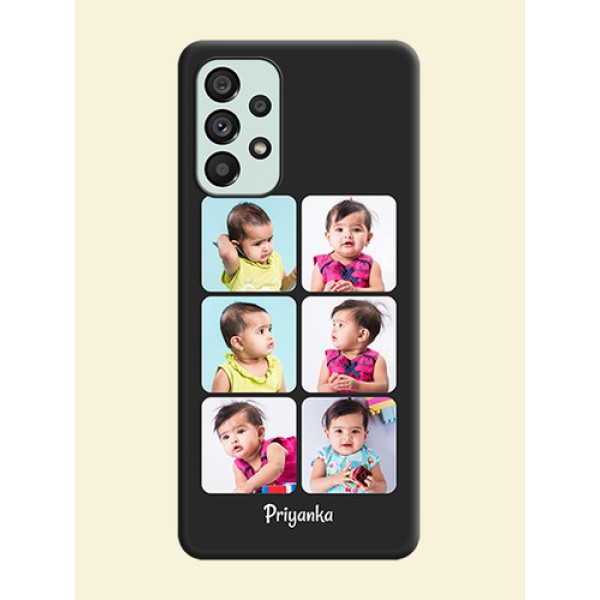 Floral Art with 6 Image Holder on Photo on Space Black Soft Matte Mobile Case - Galaxy A73 5G Floral Art with 6 Image Holder on Photo on Space Black Soft Matte Mobile Case - Galaxy A73 5G