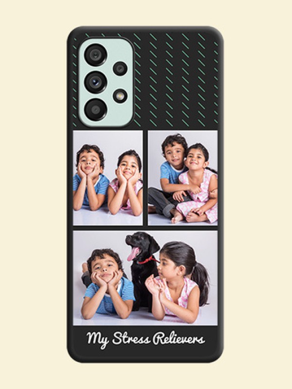 Cross Dotted Pattern with 2 Image Holder  on Personalised Space Black Soft Matte Cases - Galaxy A73 5G