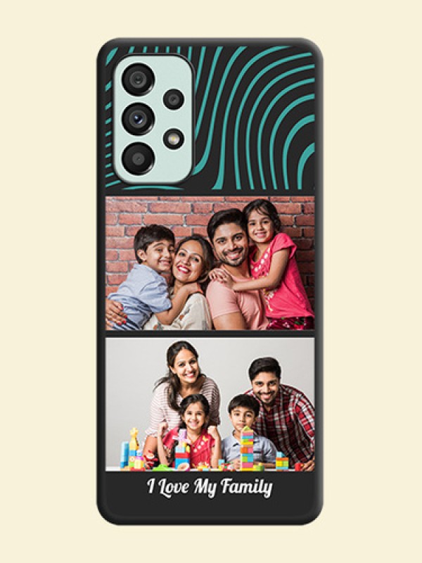Wave Pattern with 2 Image Holder on Space Black Personalized Soft Matte Phone Covers - Galaxy A73 5G