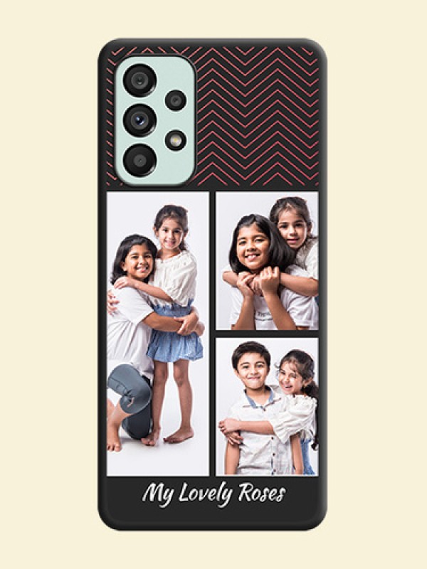 Wave Pattern with 3 Image Holder on Space Black Custom Soft Matte Back Cover - Galaxy A73 5G