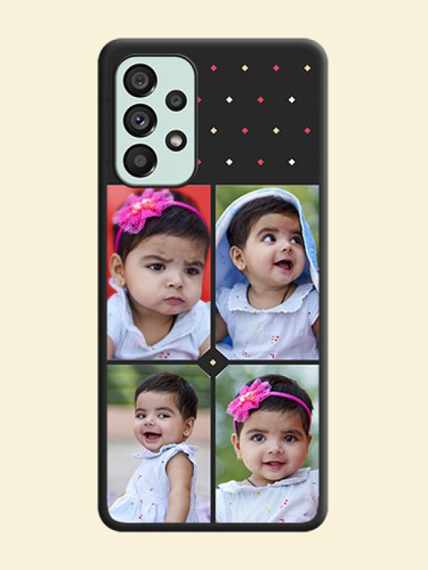 Multicolor Dotted Pattern with 4 Image Holder on Space Black Custom Soft Matte Phone Cases - Galaxy A73 5G