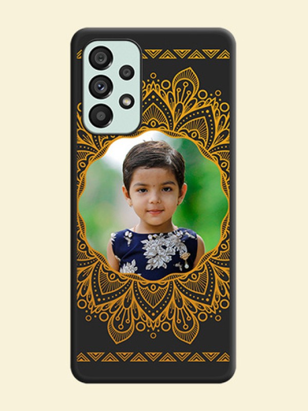 Round Image with Floral Design on Photo on Space Black Soft Matte Mobile Cover - Galaxy A73 5G