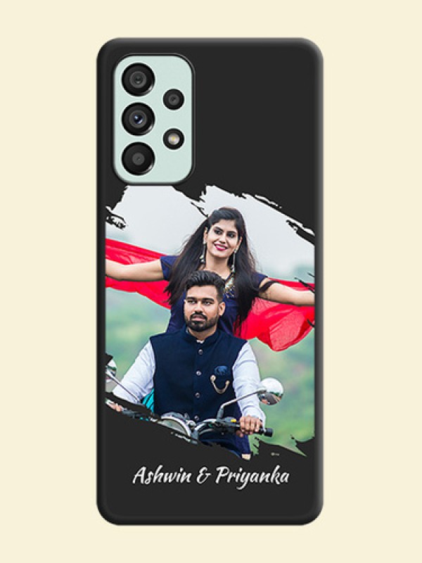 Grunge Brush Strokes on Photo on Space Black Soft Matte Back Cover - Galaxy A73 5G