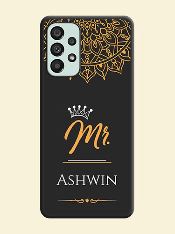 Mr Name with Floral Design  on Personalised Space Black Soft Matte Cases - Galaxy A73 5G