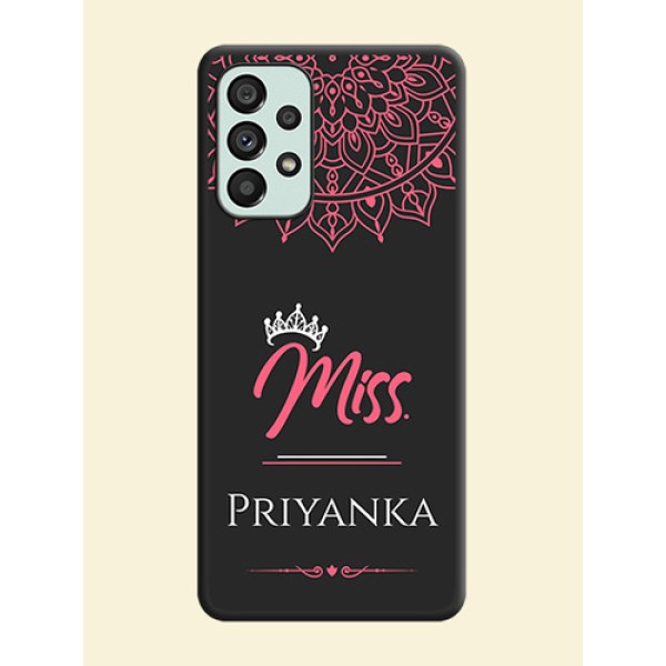 Mrs Name with Floral Design on Space Black Personalized Soft Matte Phone Covers - Galaxy A73 5G Mrs Name with Floral Design on Space Black Personalized Soft Matte Phone Covers - Galaxy A73 5G