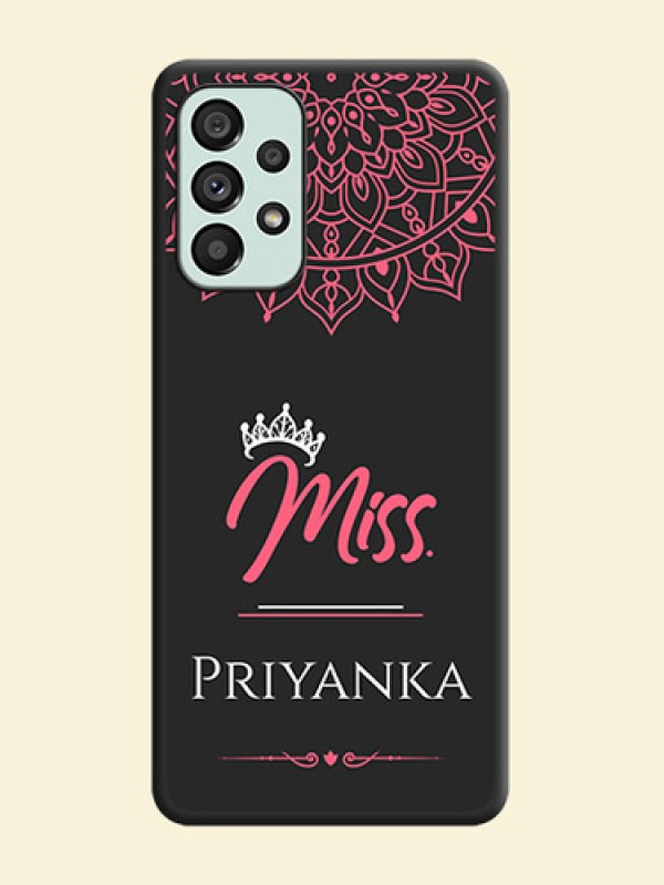 Mrs Name with Floral Design on Space Black Personalized Soft Matte Phone Covers - Galaxy A73 5G