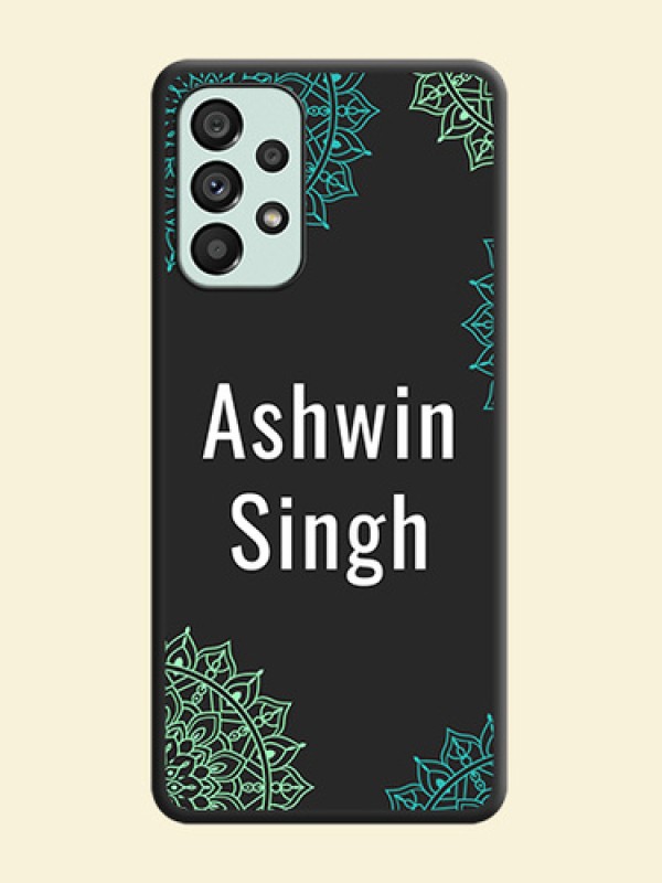 Your Name with Floral Design on Space Black Custom Soft Matte Back Cover - Galaxy A73 5G