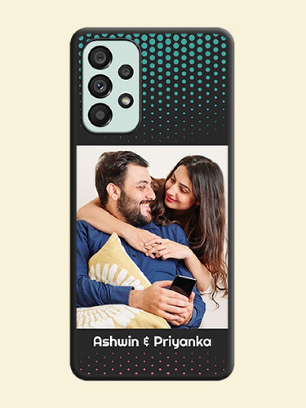 Faded Dots with Grunge Photo Frame and Text on Space Black Custom Soft Matte Phone Cases - Galaxy A73 5G