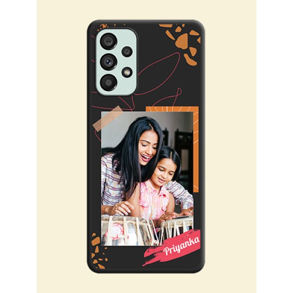Orange Photo Frame on Space Black Custom Soft Matte Phone Back Cover - Galaxy A73 5G Orange Photo Frame on Space Black Custom Soft Matte Phone Back Cover - Galaxy A73 5G