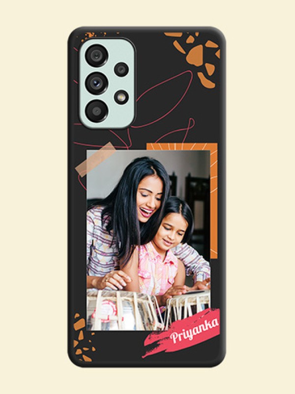 Orange Photo Frame on Space Black Custom Soft Matte Phone Back Cover - Galaxy A73 5G