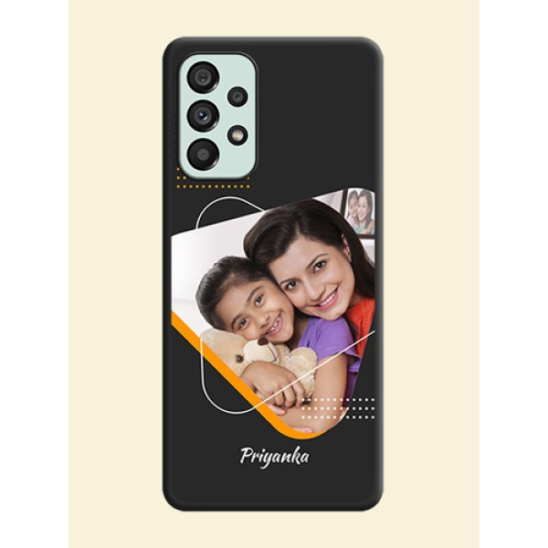 Yellow Triangle on Photo on Space Black Soft Matte Phone Cover - Galaxy A73 5G Yellow Triangle on Photo on Space Black Soft Matte Phone Cover - Galaxy A73 5G