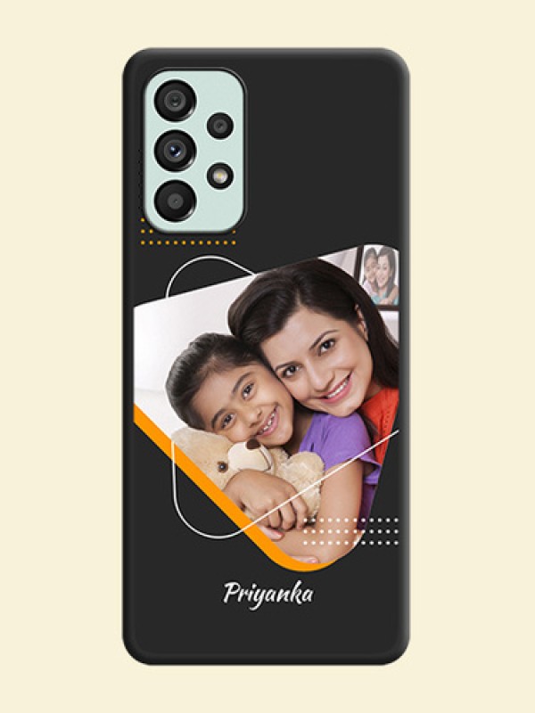 Yellow Triangle on Photo on Space Black Soft Matte Phone Cover - Galaxy A73 5G
