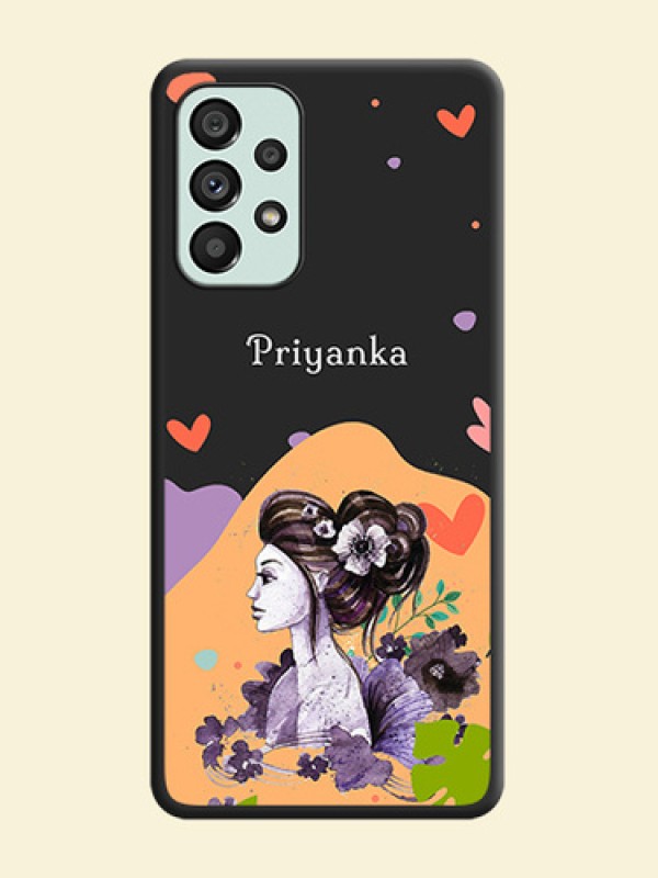 Namecase For Her With Fancy Lady Image On Space Black Personalized Soft Matte Phone Covers -Samsung Galaxy A73 5G