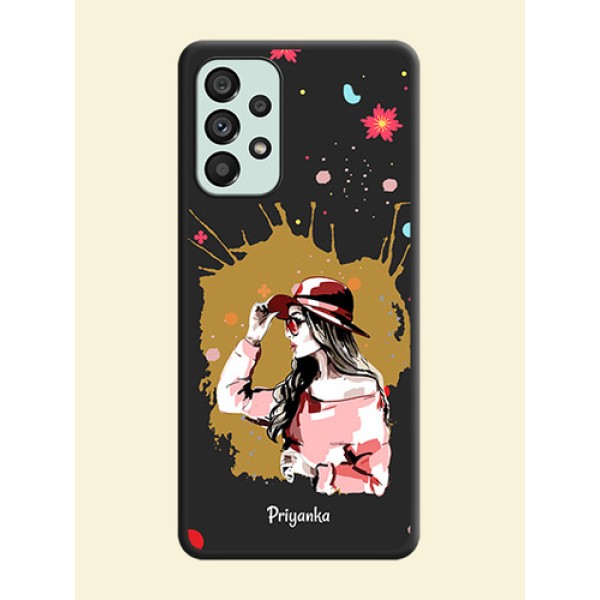 Mordern Lady With Color Splash Background With Custom Text On Space Black Personalized Soft Matte Phone Covers -Samsung Galaxy A73 5G