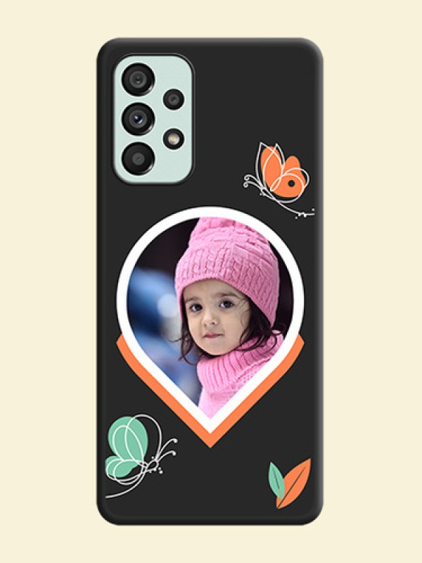 Upload Pic With Simple Butterly Design On Space Black Personalized Soft Matte Phone Covers -Samsung Galaxy A73 5G