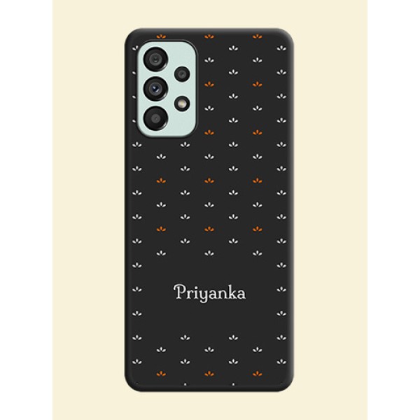 Simple Pattern With Custom Text On Space Black Personalized Soft Matte Phone Covers -Samsung Galaxy A73 5G Simple Pattern With Custom Text On Space Black Personalized Soft Matte Phone Covers -Samsung Galaxy A73 5G