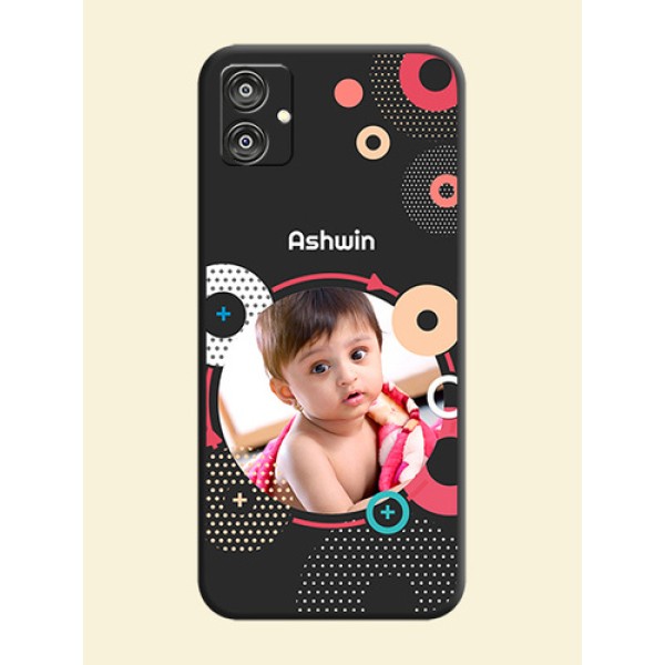 Multicoloured Round Image on Personalised Space Black Soft Matte Cases - Galaxy F04 Multicoloured Round Image on Personalised Space Black Soft Matte Cases - Galaxy F04