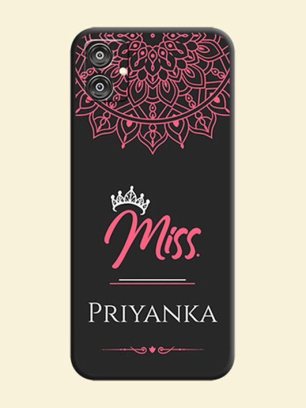 Mrs Name with Floral Design on Space Black Personalized Soft Matte Phone Covers - Galaxy F04