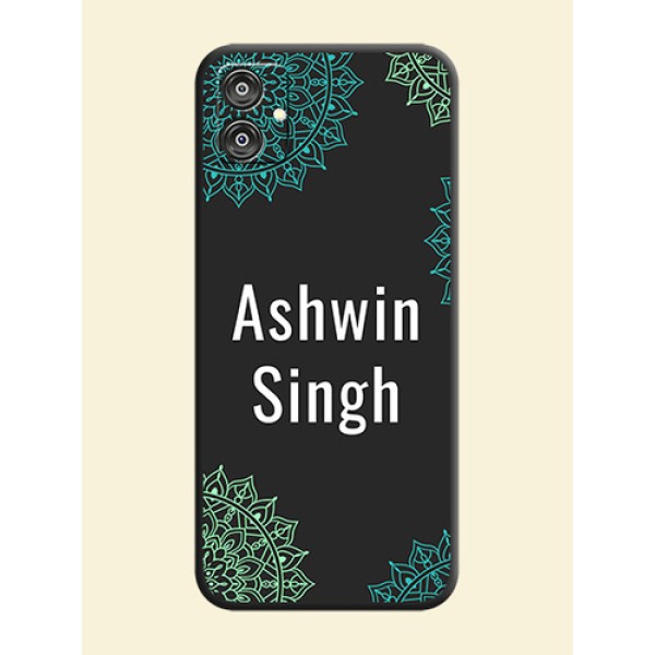Your Name with Floral Design on Space Black Custom Soft Matte Back Cover - Galaxy F04 Your Name with Floral Design on Space Black Custom Soft Matte Back Cover - Galaxy F04