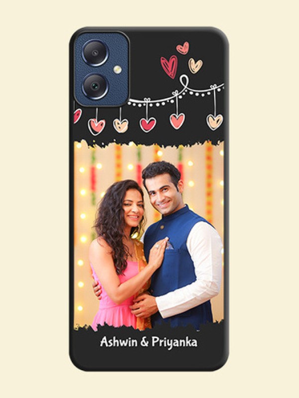 Pink Love Hangings with Name On Space Black Custom Soft Matte Mobile Back Cover - Galaxy F05