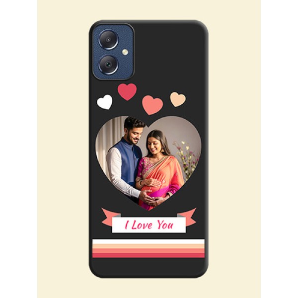 Love Shaped Photo with Colorful Stripes On Space Black Custom Soft Matte Mobile Back Cover - Galaxy F05 Love Shaped Photo with Colorful Stripes On Space Black Custom Soft Matte Mobile Back Cover - Galaxy F05