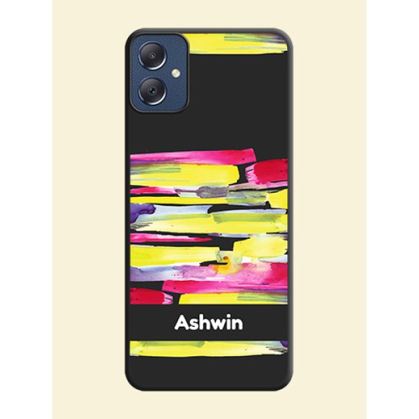 Brush Coloured On Space Black Custom Soft Matte Mobile Back Cover - Galaxy F05 Brush Coloured On Space Black Custom Soft Matte Mobile Back Cover - Galaxy F05