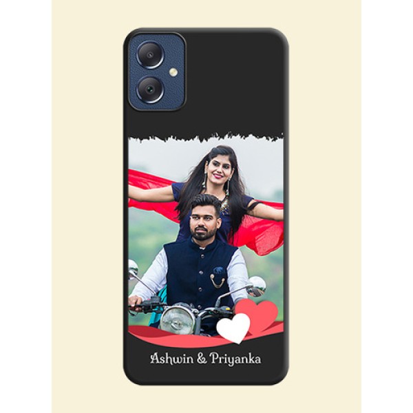 Pin Color Love Shaped Ribbon Design with Text On Space Black Custom Soft Matte Mobile Back Cover - Galaxy F05 Pin Color Love Shaped Ribbon Design with Text On Space Black Custom Soft Matte Mobile Back Cover - Galaxy F05