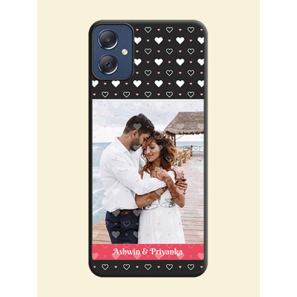 White Color Love Symbols with Text Design on Photo On Space Black Custom Soft Matte Mobile Back Cover - Galaxy F05 White Color Love Symbols with Text Design on Photo On Space Black Custom Soft Matte Mobile Back Cover - Galaxy F05